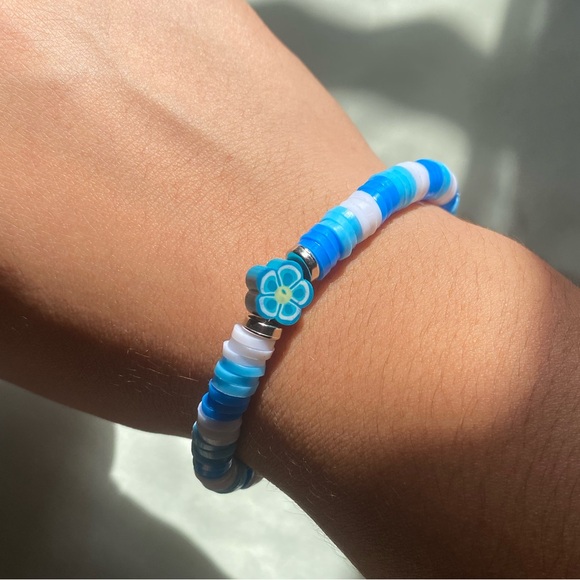 Anthropologie Jewelry - ❤️‍🔥BOGO FREE NEW handmade ocean pastel beachy blue beaded bracelet set flower
